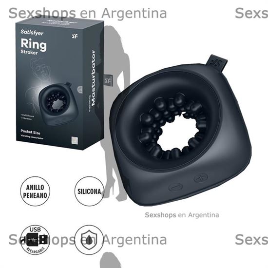 Ring Stroker Masturbador pequeños con 3 motores y carga USB